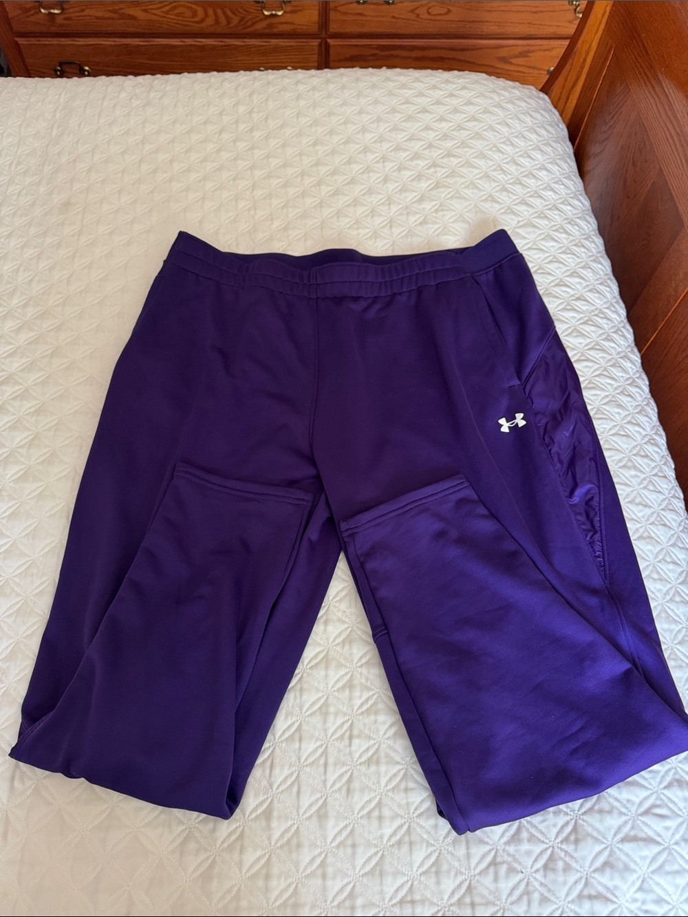 Under Armour Women's Purple Loose Fit Track Sweatpants Ankle Zip | XXL